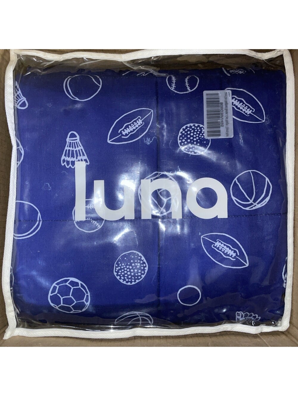 LUNA Kids Sports Theme 5 pound cool weighted blanket 36 x 48 Blue